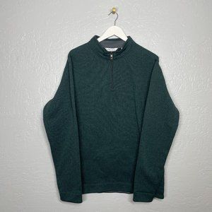 Peter Millar Men XXL Dark Green 1/4 Zip Fleece Pullover Long Sleeve Golf